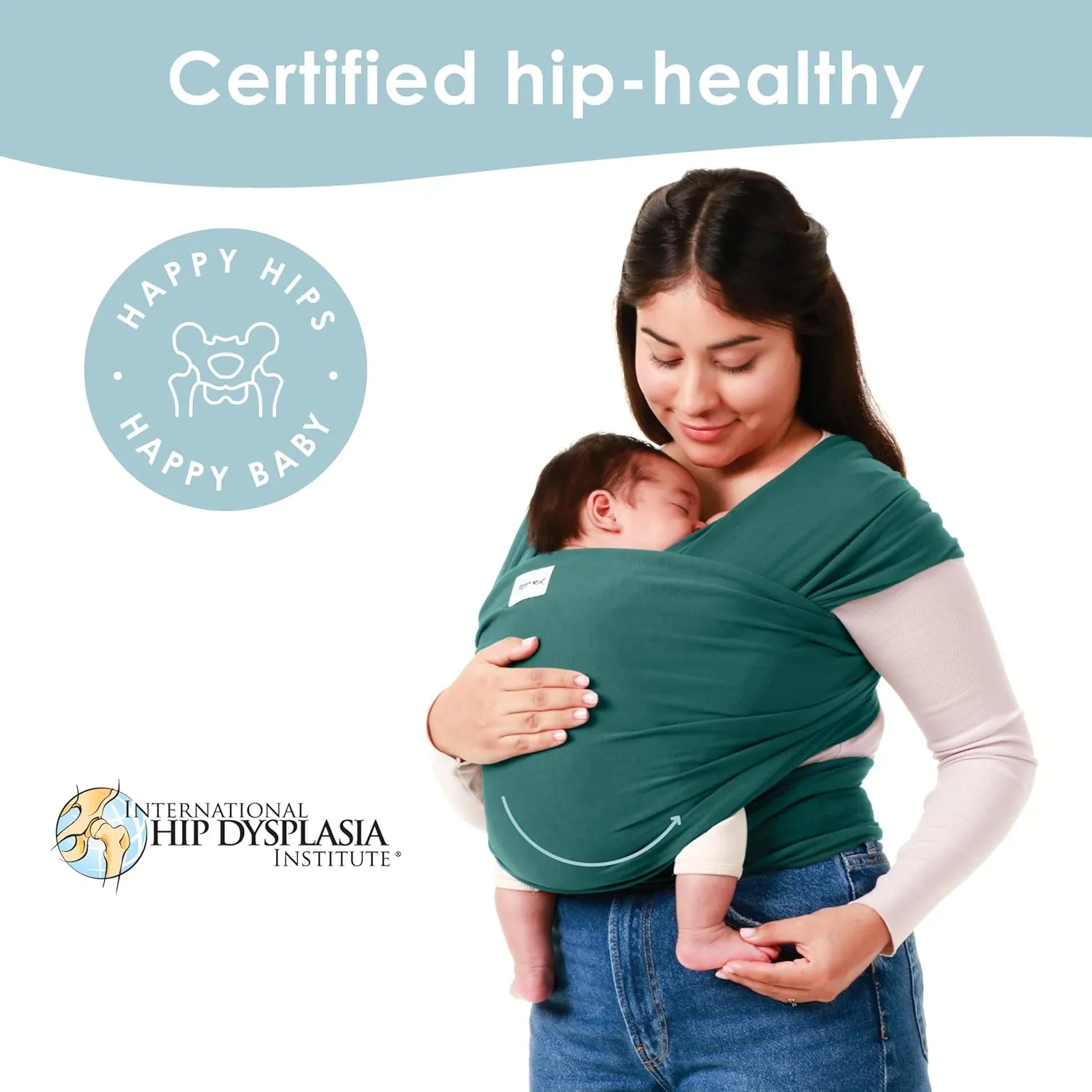 Sleepy Wrap Stretchy Ergonomic Baby Carrier Sling for Newborns to Toddlers - Hands-Free Lightweight Baby Wrap 7-35 lbs (Dark Green)