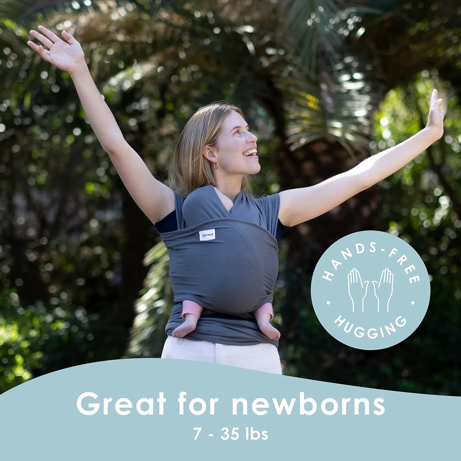 Sleepy Wrap Stretchy Ergonomic Baby Carrier Sling for Newborns to Toddlers - Hands-Free Lightweight Baby Wrap 7-35 lbs (Dark Grey)