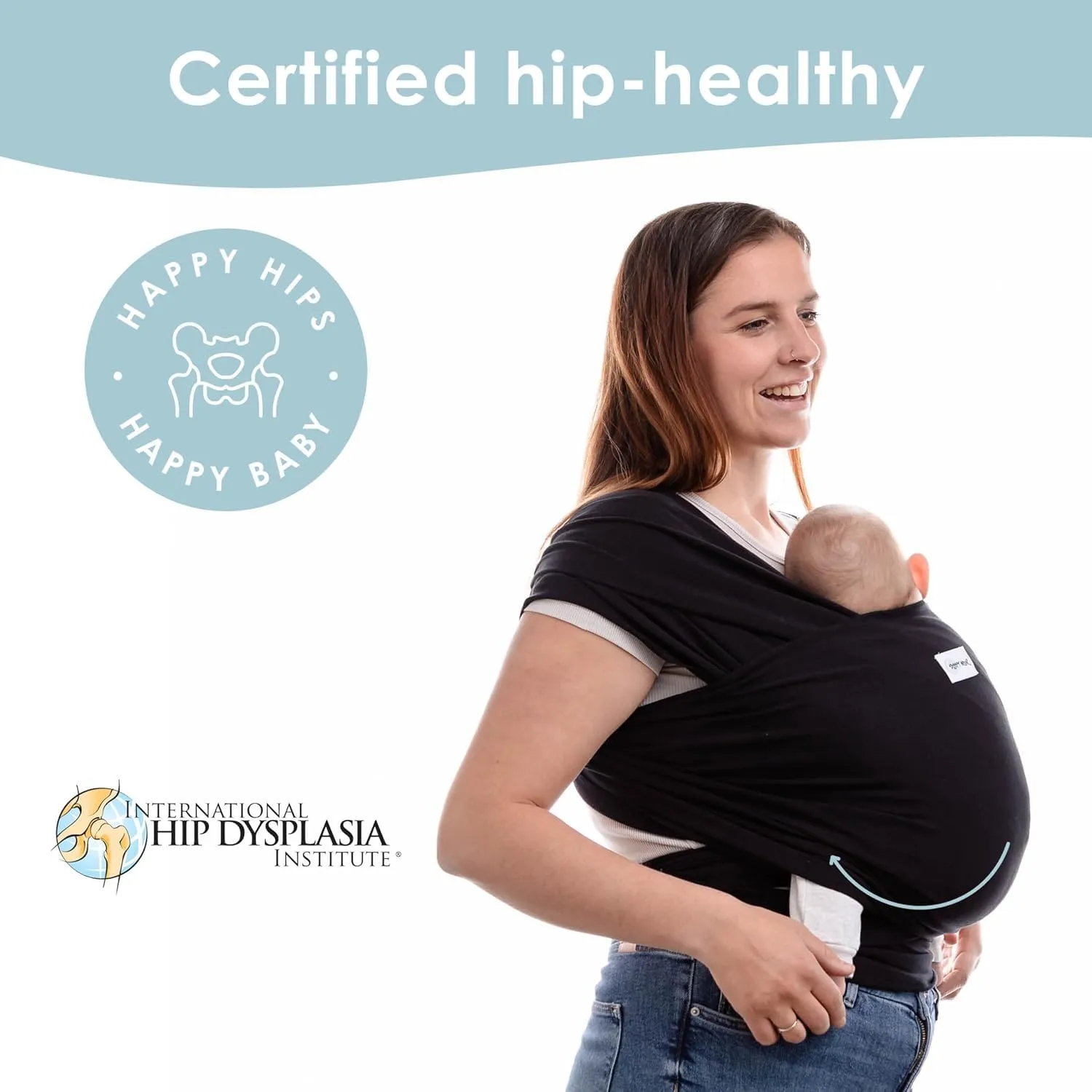 Sleepy Wrap Stretchy Ergonomic Baby Carrier Sling for Newborns to Toddlers - Hands-Free Lightweight Baby Wrap 7-35 lbs (Sable Black)