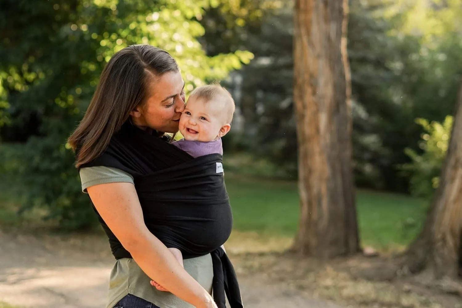 Sleepy Wrap Stretchy Ergonomic Baby Carrier Sling for Newborns to Toddlers - Hands-Free Lightweight Baby Wrap 7-35 lbs (Sable Black)