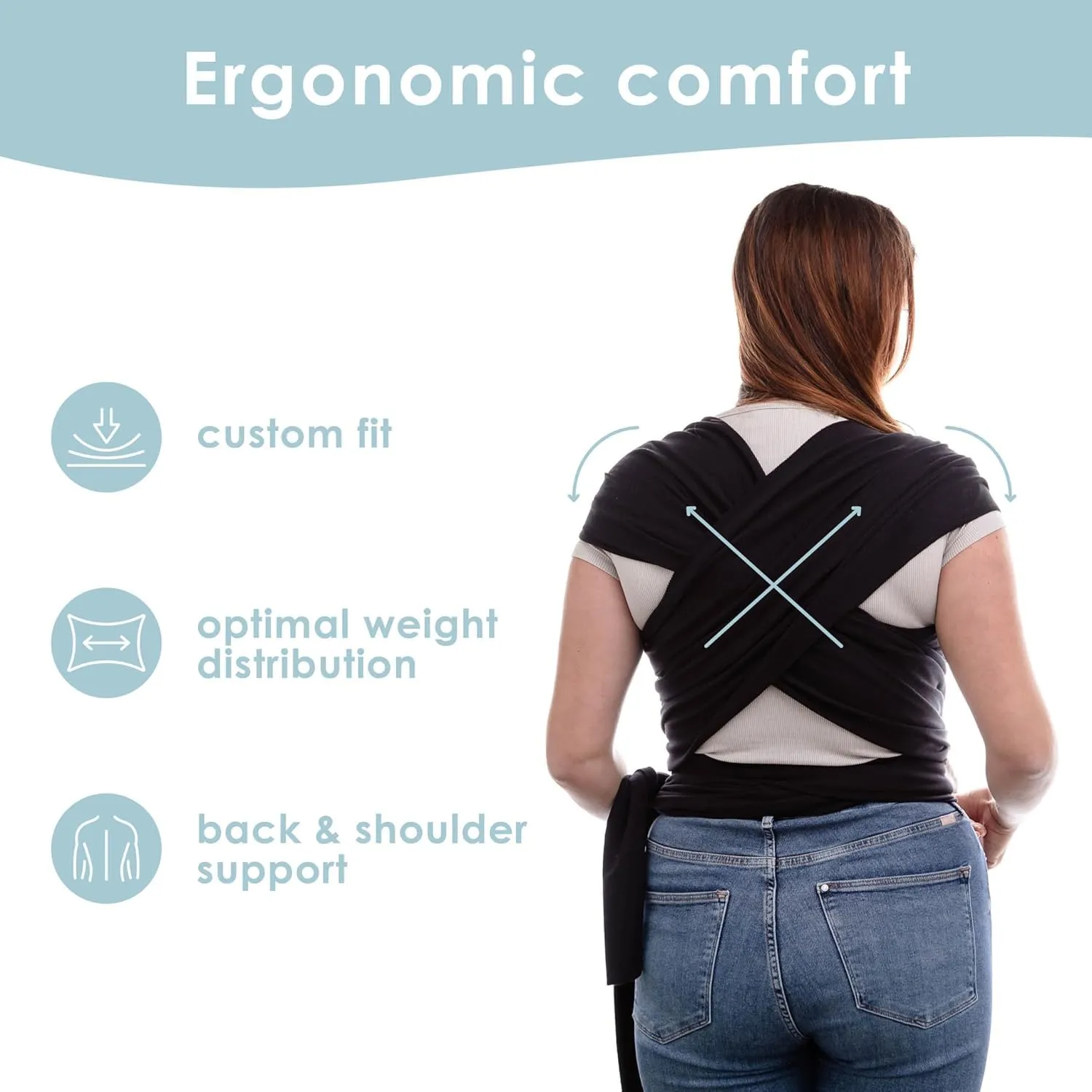 Sleepy Wrap Stretchy Ergonomic Baby Carrier Sling for Newborns to Toddlers - Hands-Free Lightweight Baby Wrap 7-35 lbs (Sable Black)