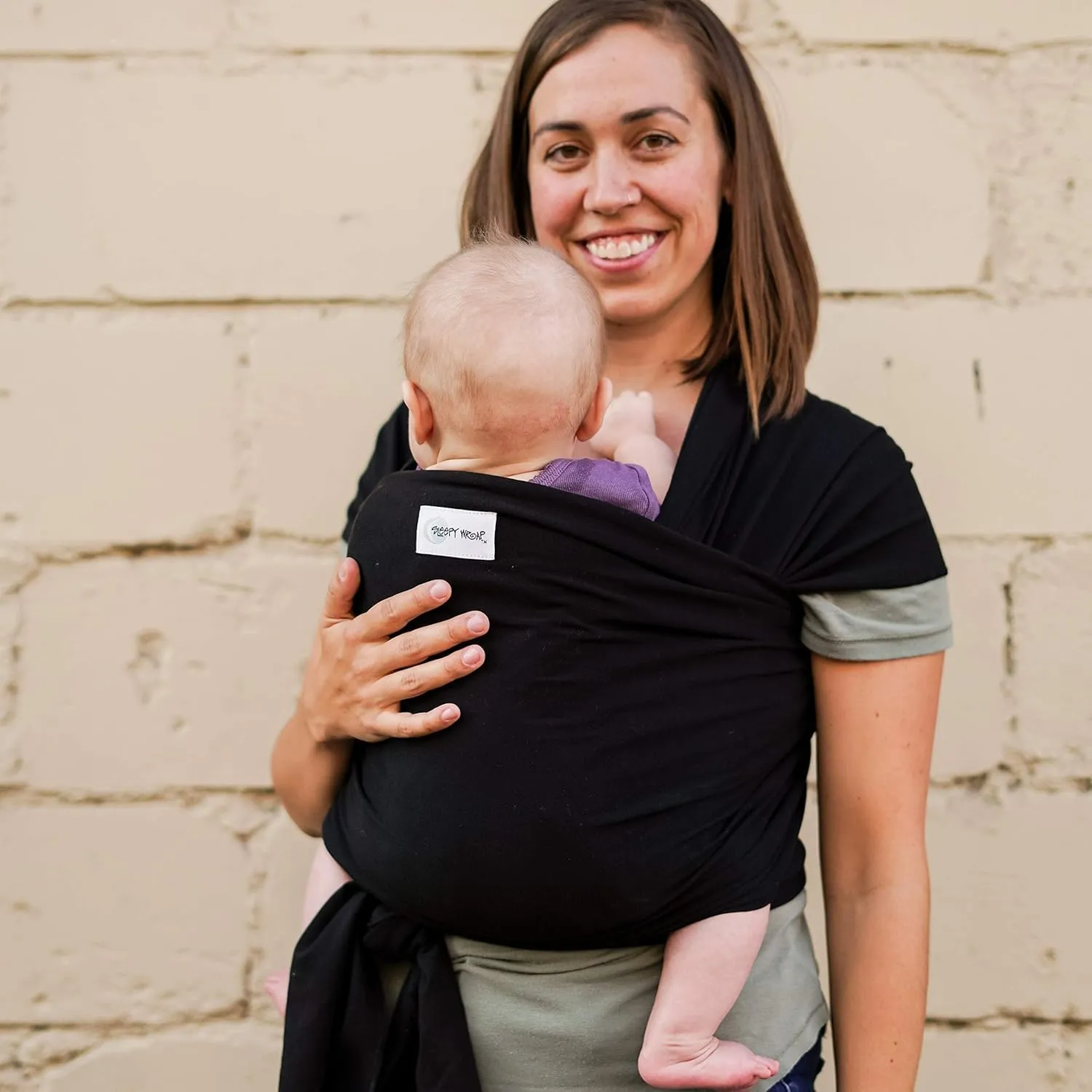 Sleepy Wrap Stretchy Ergonomic Baby Carrier Sling for Newborns to Toddlers - Hands-Free Lightweight Baby Wrap 7-35 lbs (Sable Black)