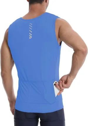 Sleeveless Cycling Jersey Men, Biking Base Layer Breathable and Lightweight with Back Pocket Sports Vest