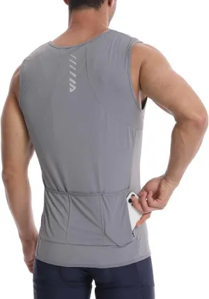 Sleeveless Cycling Jersey Men, Biking Base Layer Breathable and Lightweight with Back Pocket Sports Vest