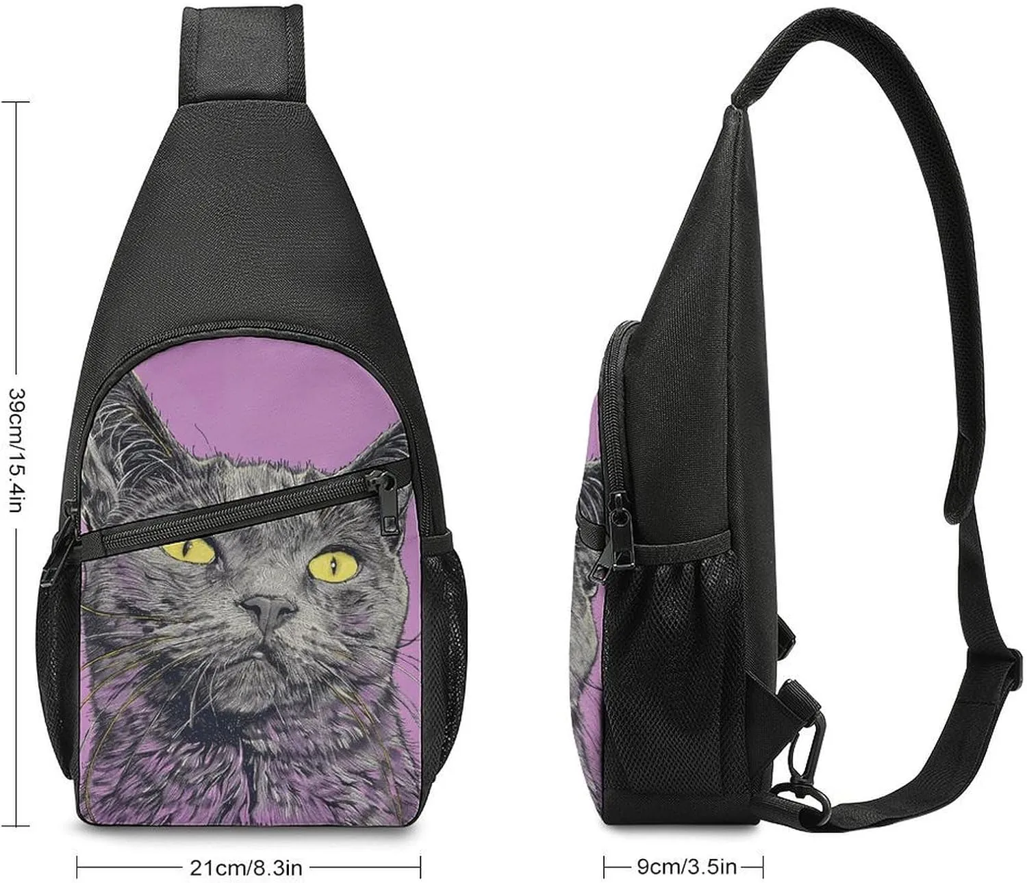 Sling Backpack for Women Men Crossbody Chest Bag Travel A Gray Cat Daypack Shoulder Bag for Hiking