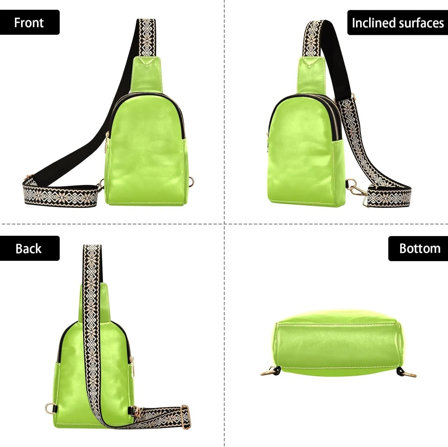 Sling Backpack Olive Drab Sling Bag for Women Crossbody Shoulder Bag Leather Fanny Pack Chest Bag for Travel Hiking
