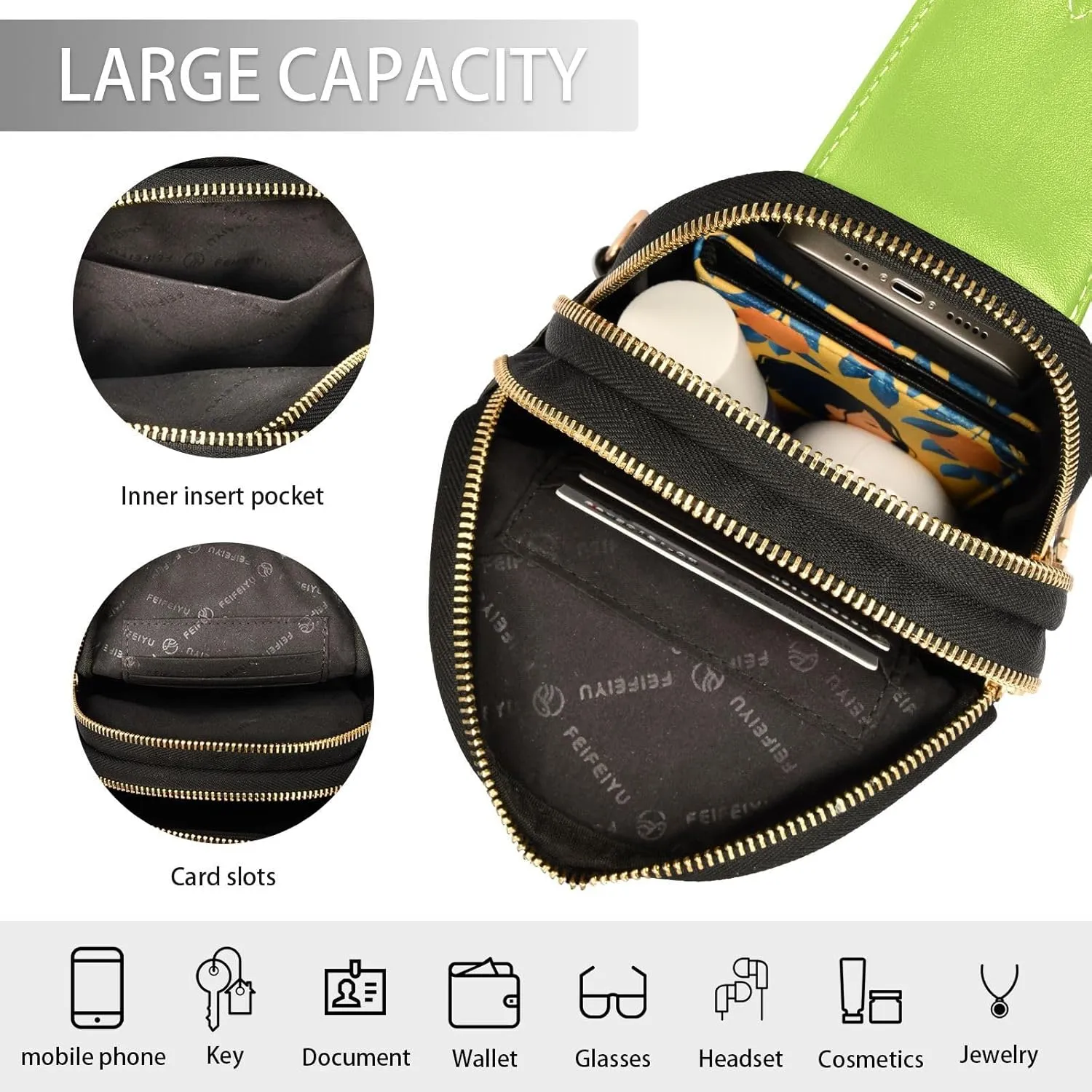 Sling Backpack Olive Drab Sling Bag for Women Crossbody Shoulder Bag Leather Fanny Pack Chest Bag for Travel Hiking