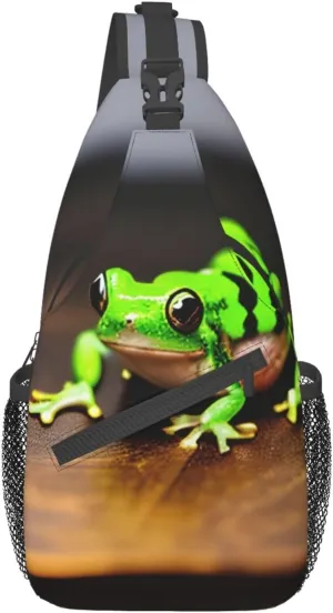 Sling Backpack,Men Cross Chest Bag Diagonally,Durable Adjustable Outdoor Cycling Travel Bag,Cute And Funny Funny Frogs Print
