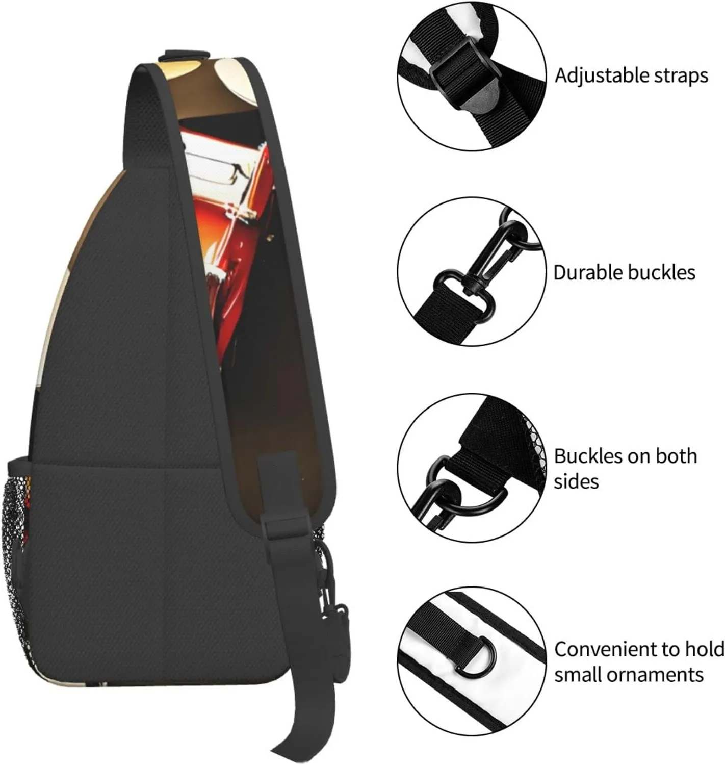 Sling Backpack,Men Cross Chest Bag Diagonally,Durable Adjustable Outdoor Cycling Travel Bag,Drum Set-Standard Print
