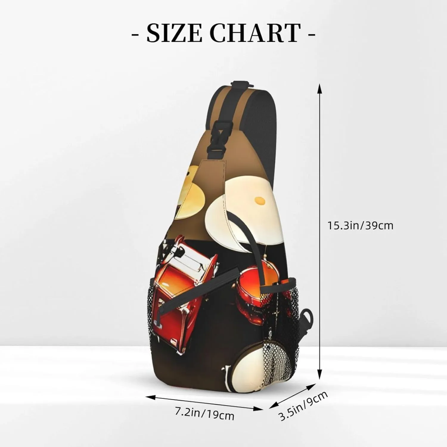 Sling Backpack,Men Cross Chest Bag Diagonally,Durable Adjustable Outdoor Cycling Travel Bag,Drum Set-Standard Print