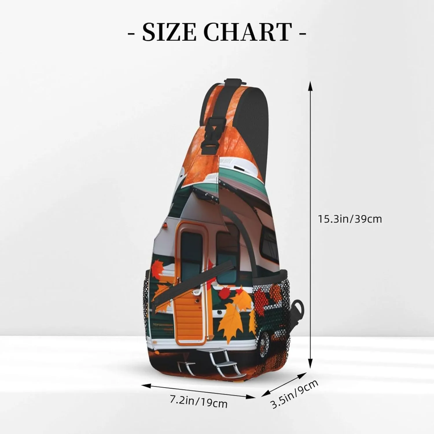 Sling Backpack,Men Cross Chest Bag Diagonally,Durable Adjustable Outdoor Cycling Travel Bag,Happy Fall Camper Leaf Print