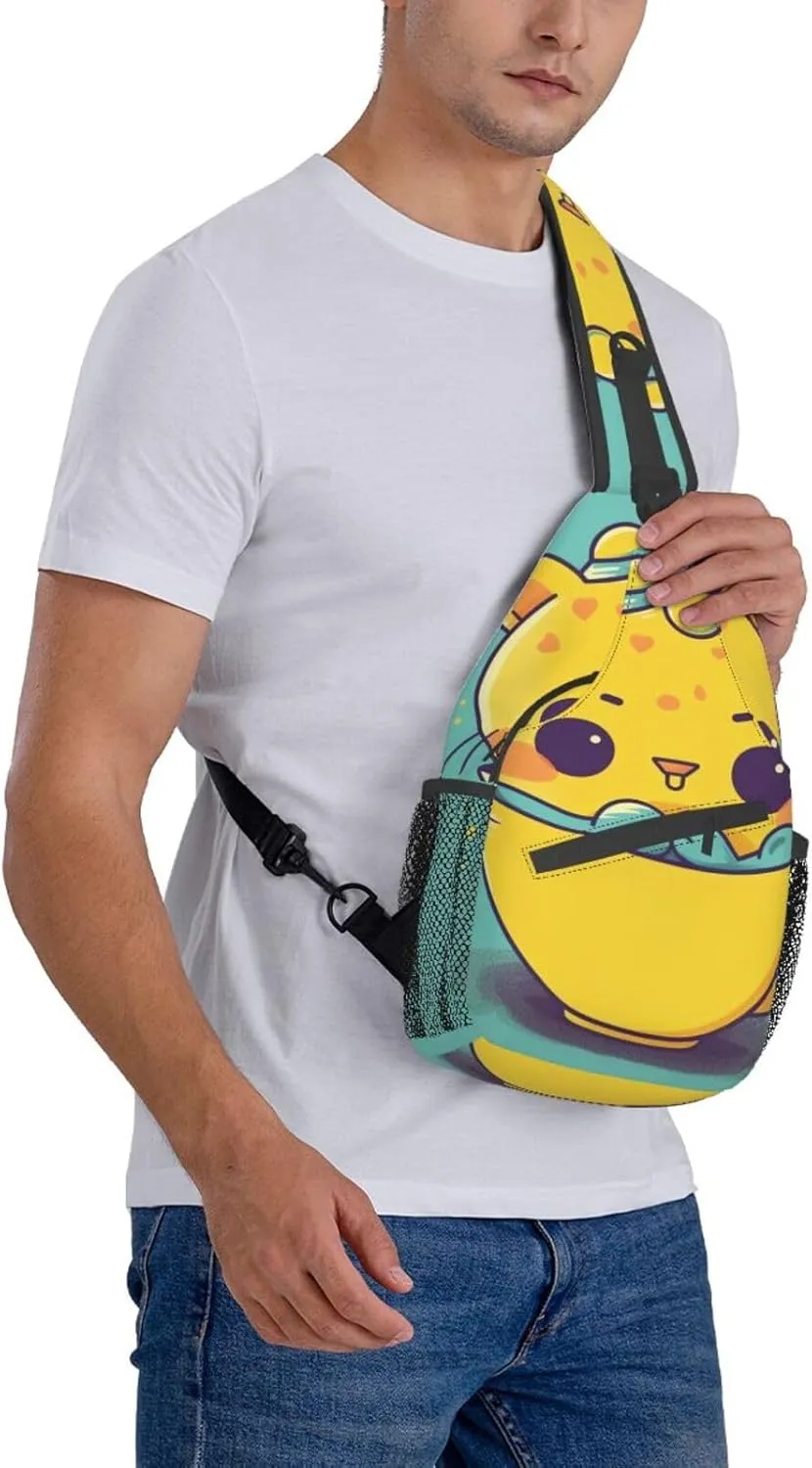 Sling Bag for Women Men Animals on Leaves Print Crossbody Shoulder Bag Chest Shoulder Backpack Travel Hiking Daypack, Animals in Cup, One Size