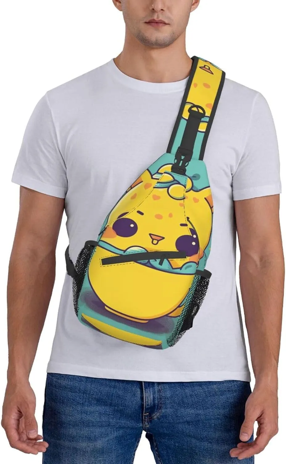 Sling Bag for Women Men Animals on Leaves Print Crossbody Shoulder Bag Chest Shoulder Backpack Travel Hiking Daypack, Animals in Cup, One Size