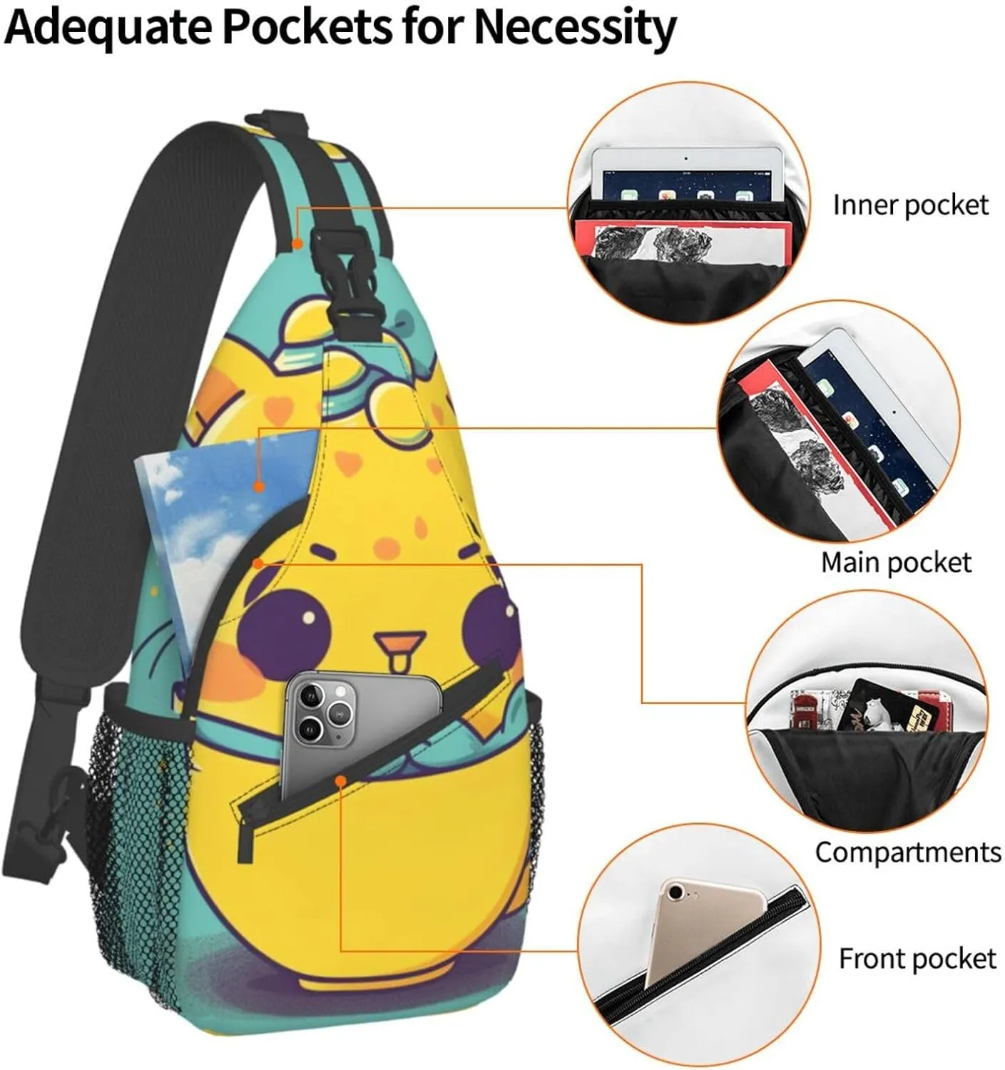 Sling Bag for Women Men Animals on Leaves Print Crossbody Shoulder Bag Chest Shoulder Backpack Travel Hiking Daypack, Animals in Cup, One Size