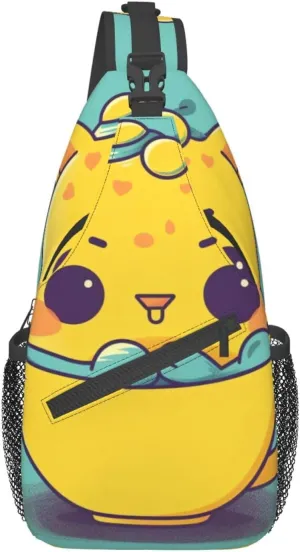Sling Bag for Women Men Animals on Leaves Print Crossbody Shoulder Bag Chest Shoulder Backpack Travel Hiking Daypack, Animals in Cup, One Size
