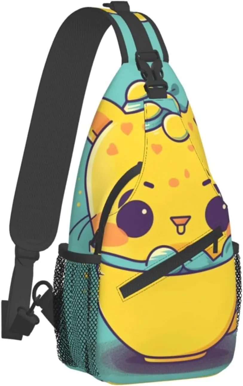 Sling Bag for Women Men Animals on Leaves Print Crossbody Shoulder Bag Chest Shoulder Backpack Travel Hiking Daypack, Animals in Cup, One Size