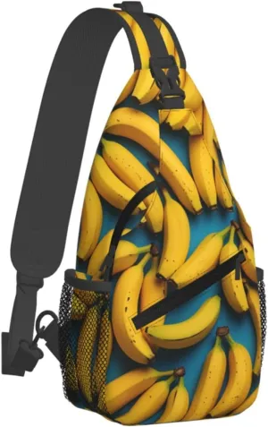 Sling Bag for Women Men Crossbody Bag Bananas on blue table Chest Bag Sling Backpack Fanny Pack Casual Daypack for Travel
