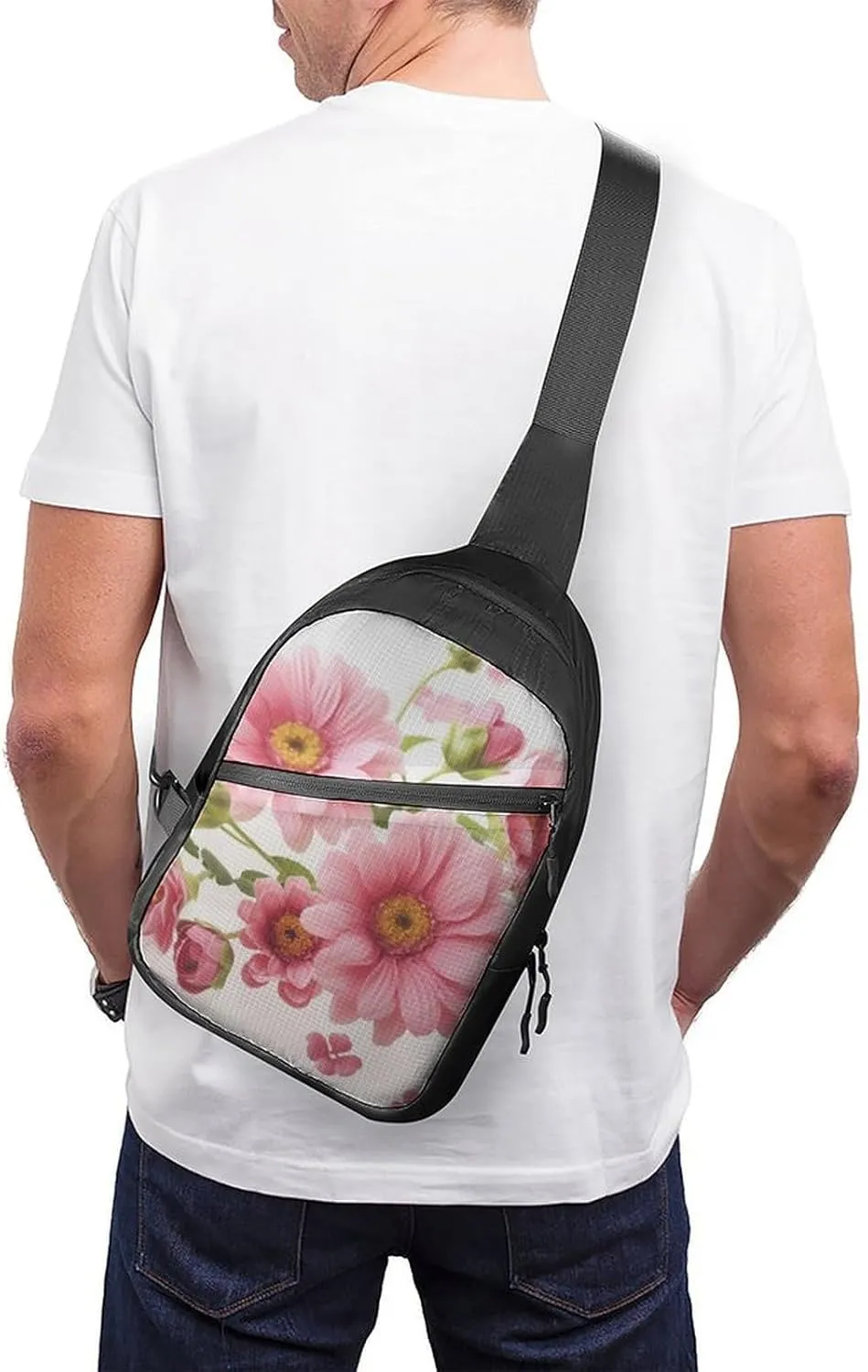 Sling Bag for Women Men Daypack Flowers Chest Bag Crossbody Backpack for Hiking Travel