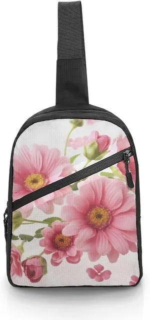 Sling Bag for Women Men Daypack Flowers Chest Bag Crossbody Backpack for Hiking Travel