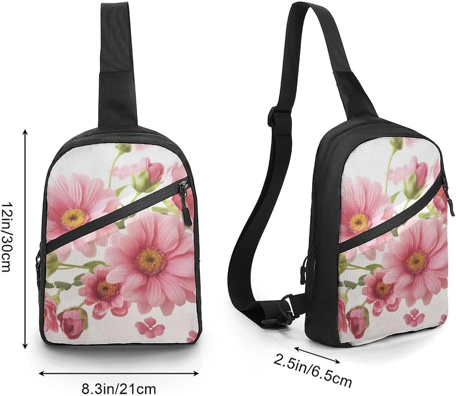 Sling Bag for Women Men Daypack Flowers Chest Bag Crossbody Backpack for Hiking Travel