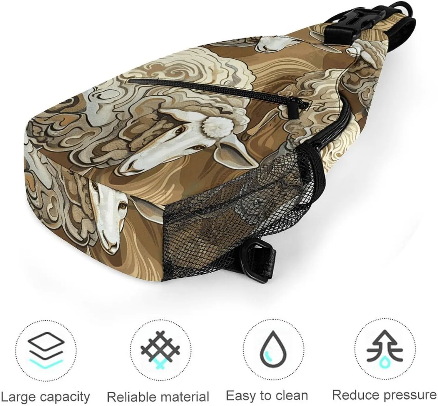 Sling Bag for Women Men Daypack Four Brown Sheep Chest Bag Crossbody Backpack for Hiking Travel