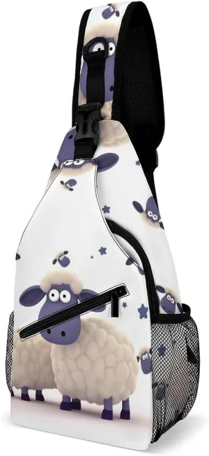 Sling Bag Sheep Printed Sling Backpack Crossbody Bags for Women Men Chest Bag for Work Travel Hiking