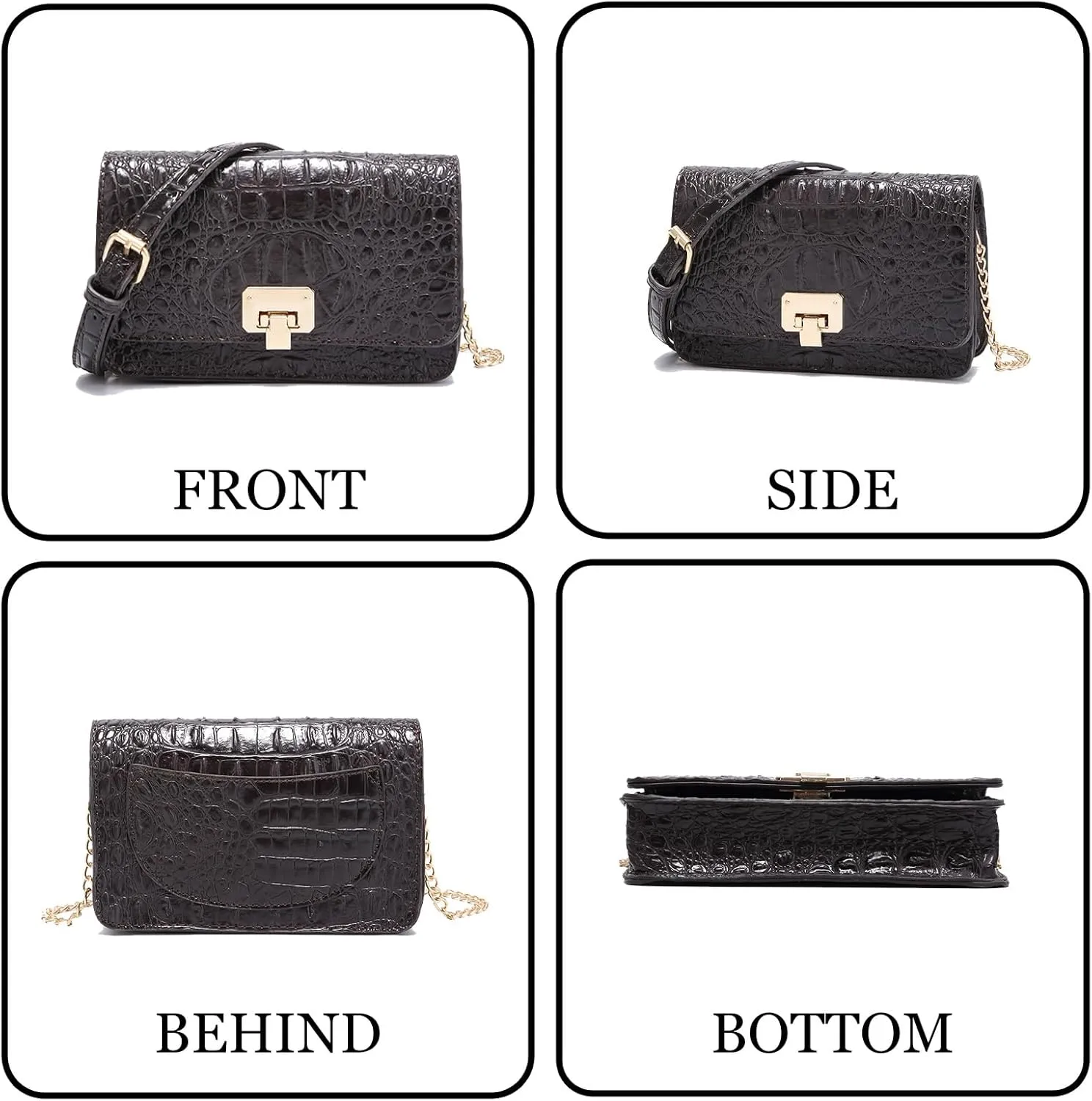 Small Crocodile Crossbody Cell Phone Purse for women Vegan Leather Clutch Wallet with Leather Shoulder Strap