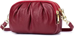 Small Crossbody Bag for Women Trendy，Genuine Leather Crossbody Cell Phone Purse with Triple Compartments.