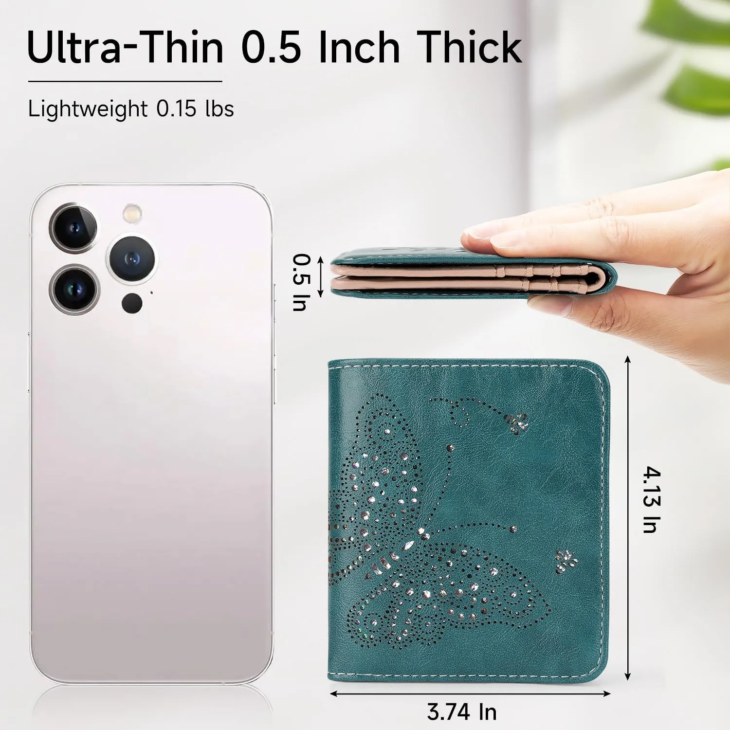 Small RFID Wallet Women Ultra Thin Slim Womens Wallet Mini Compact Bifold Pocket Ladies Wallets for Women PEACOCK-BLUE
