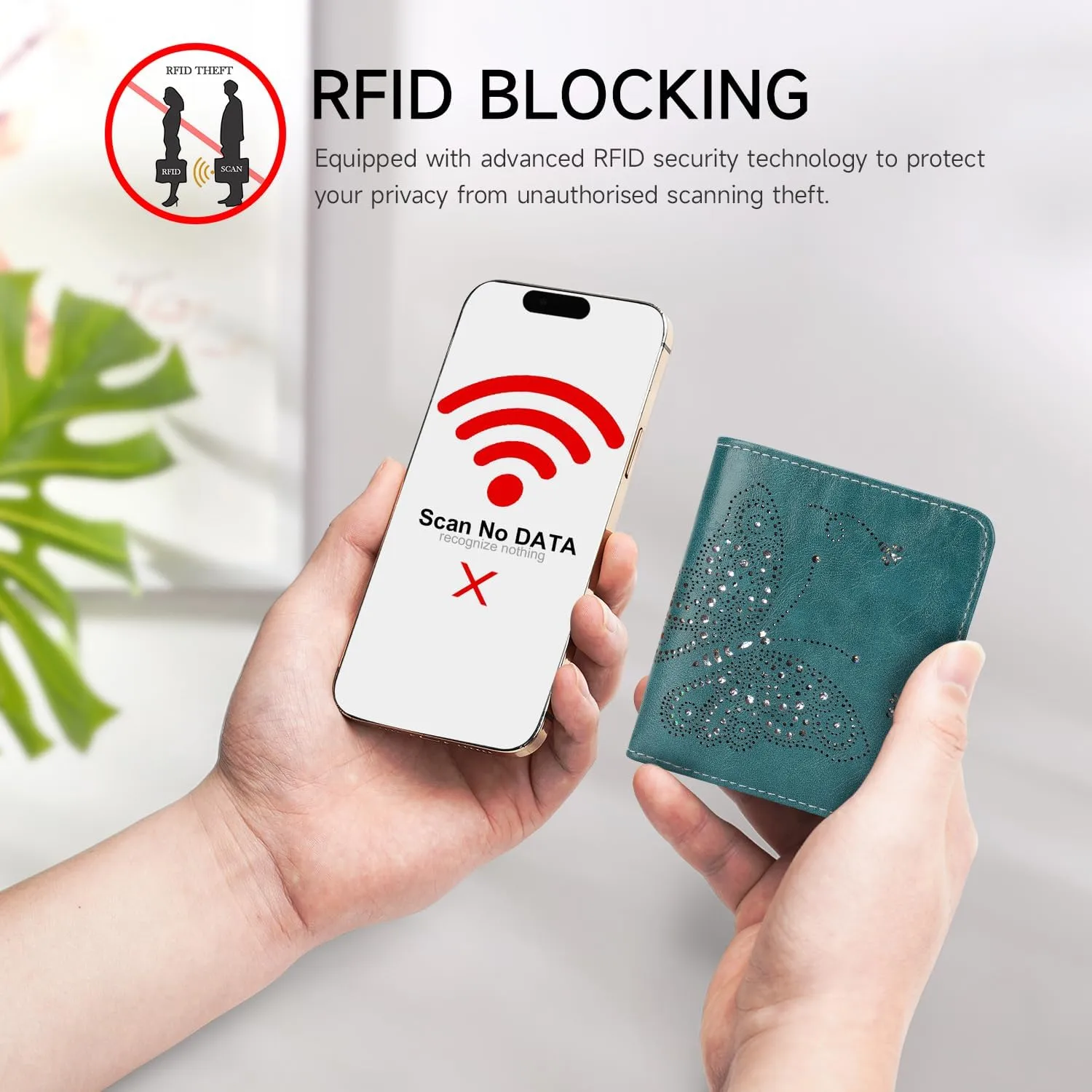 Small RFID Wallet Women Ultra Thin Slim Womens Wallet Mini Compact Bifold Pocket Ladies Wallets for Women PEACOCK-BLUE