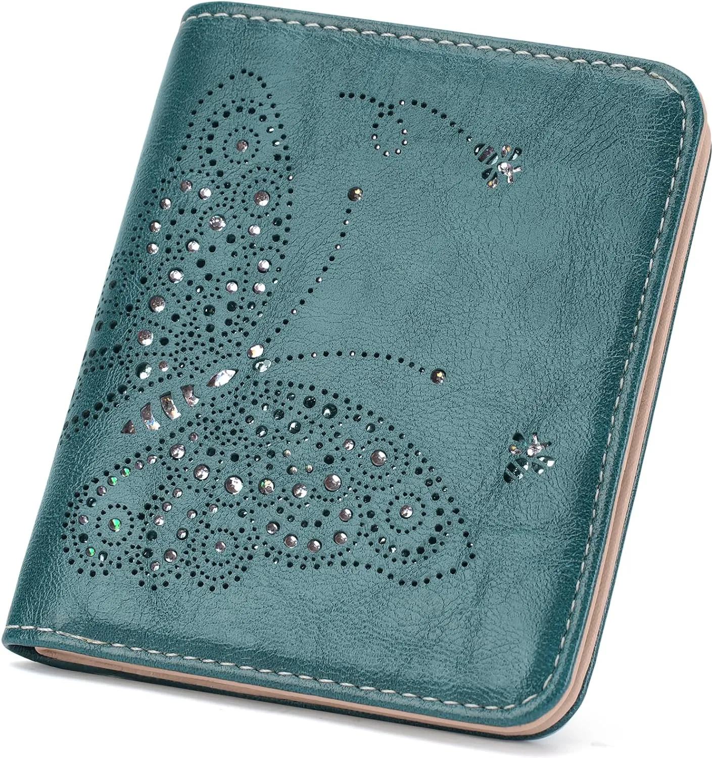 Small RFID Wallet Women Ultra Thin Slim Womens Wallet Mini Compact Bifold Pocket Ladies Wallets for Women PEACOCK-BLUE