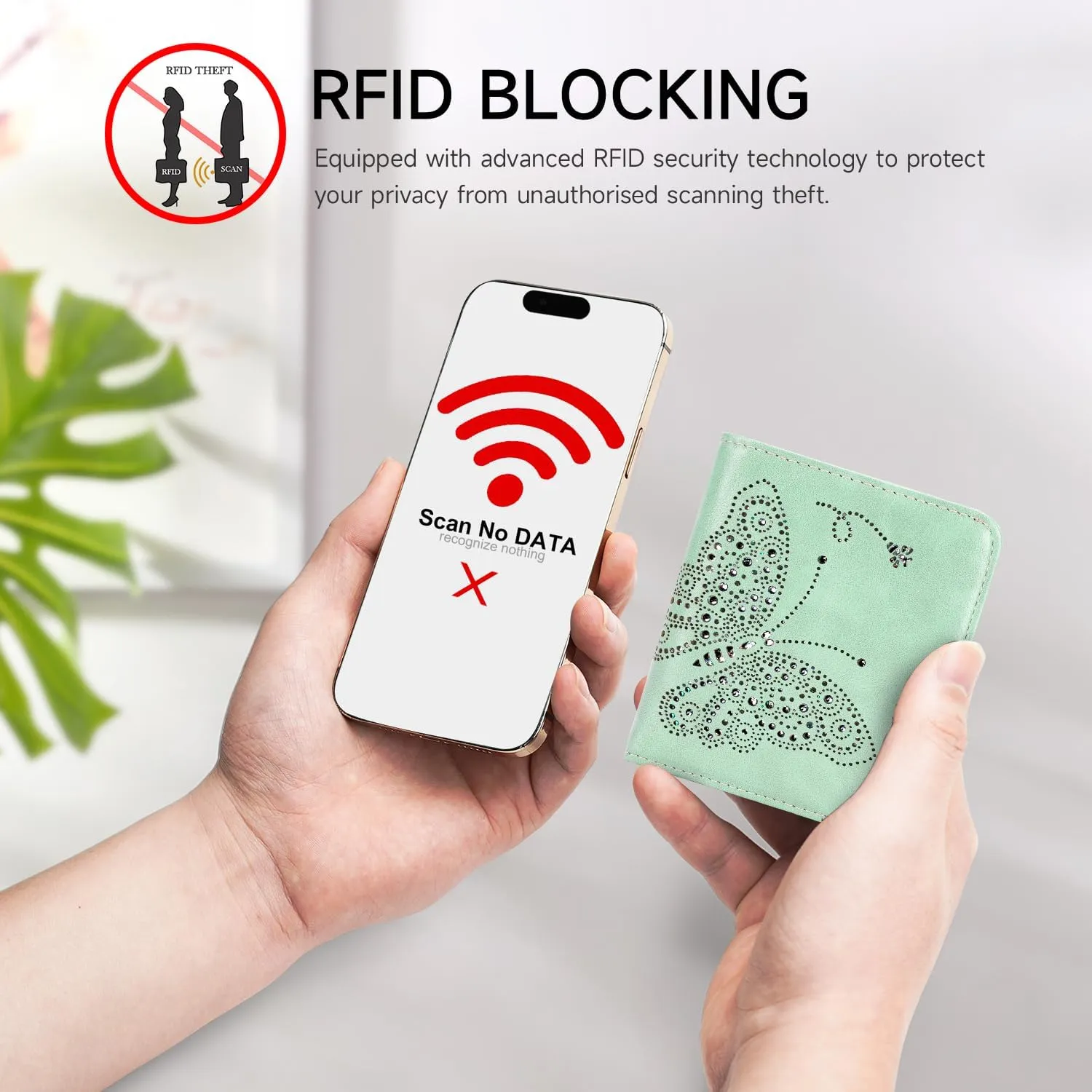 Small RFID Wallet Women Ultra Thin Slim Womens Wallet Mini Compact Bifold Pocket Ladies Wallets for Women Peppermint Mambo Green