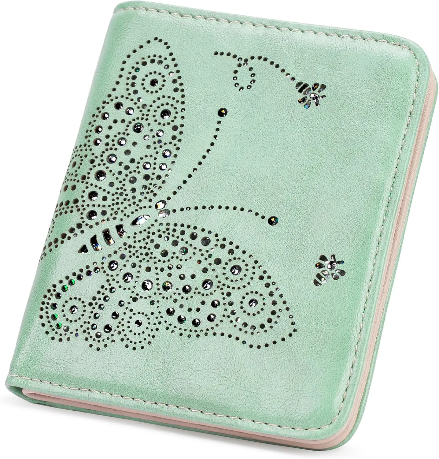 Small RFID Wallet Women Ultra Thin Slim Womens Wallet Mini Compact Bifold Pocket Ladies Wallets for Women Peppermint Mambo Green