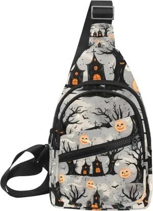 Small Sling Backpack Crossbody Sling Bag, Chest Bag Daypack, Halloween 2
