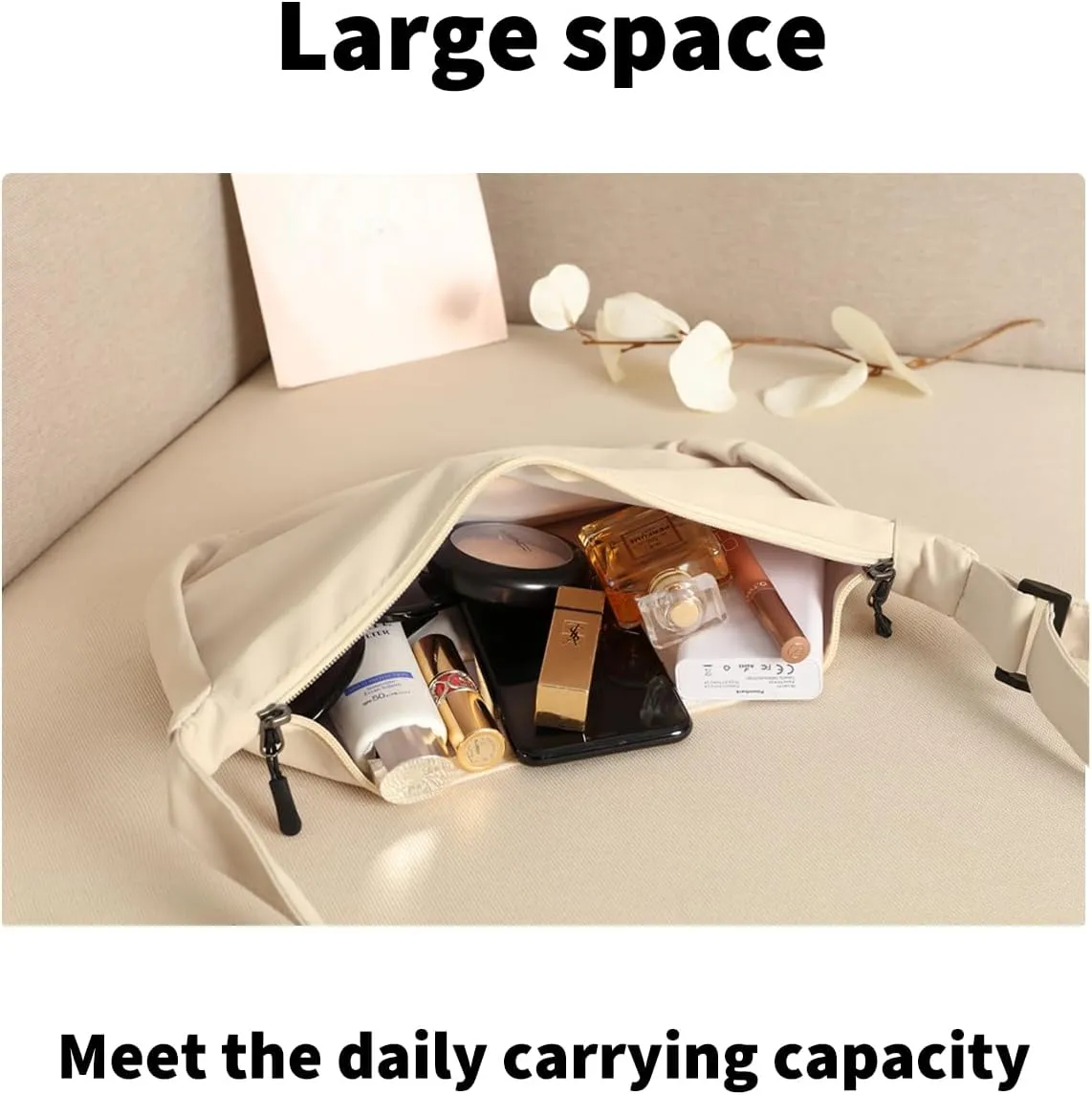 Small Sling Crossbody Bag for Women Men Trendy, Mini Crescent Bag with Adjustable Strap, 2 Zippers Lightweight Nylon Bag