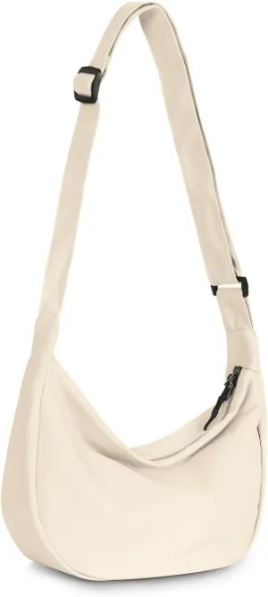 Small Sling Crossbody Bag for Women Men Trendy, Mini Crescent Bag with Adjustable Strap, 2 Zippers Lightweight Nylon Bag