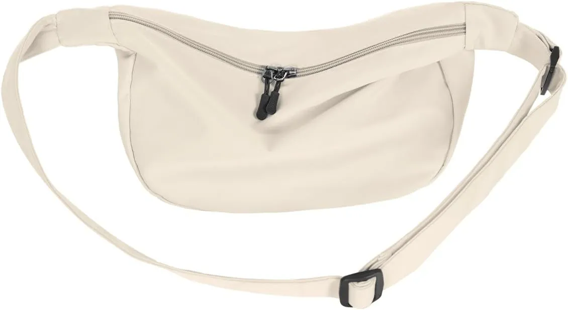 Small Sling Crossbody Bag for Women Men Trendy, Mini Crescent Bag with Adjustable Strap, 2 Zippers Lightweight Nylon Bag