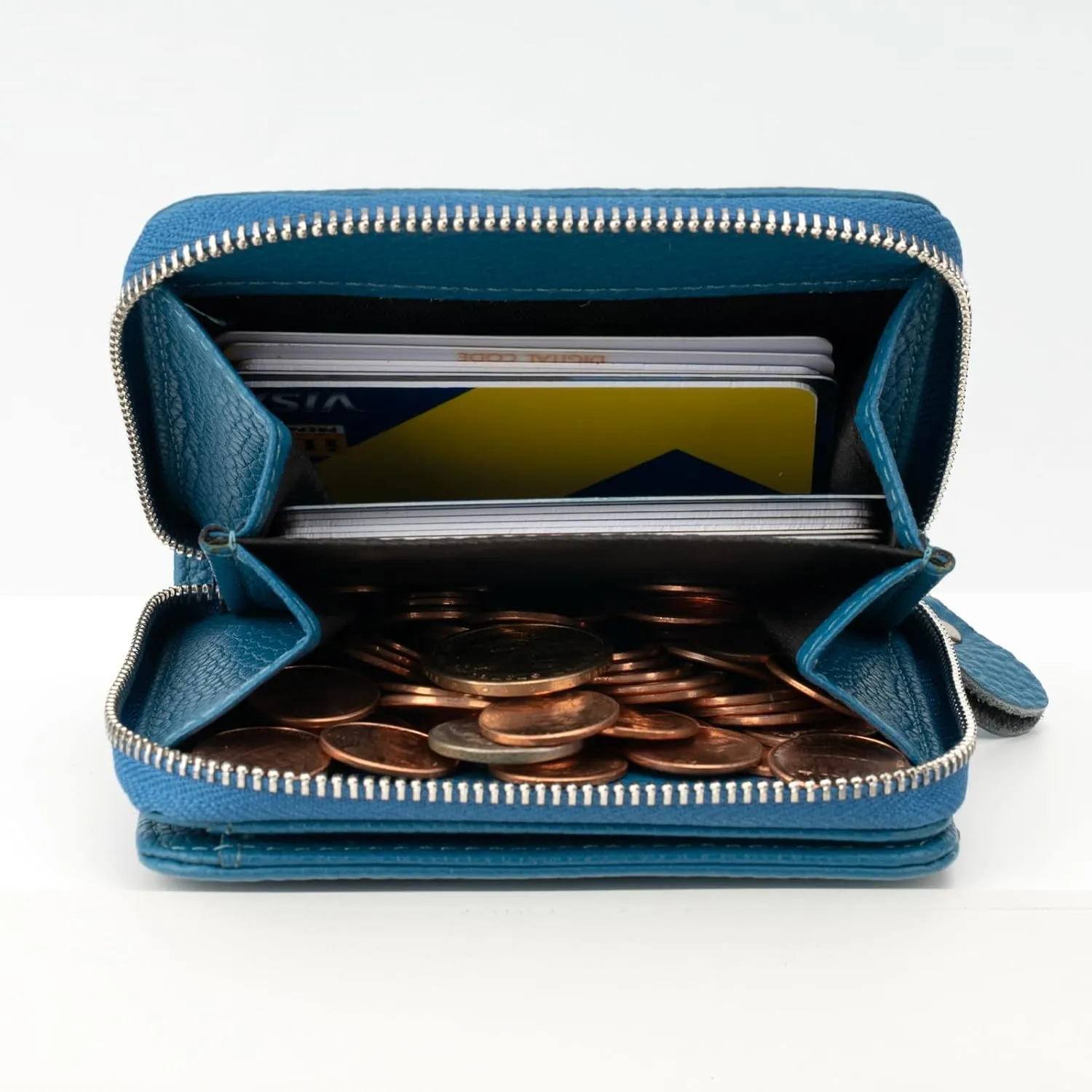 Small Wallet for Women, Genuine Leather RFID Blocking Credit Card Holder Slim Compact Coin Purse Women's Wallets with ID Window 8 Card Slots
