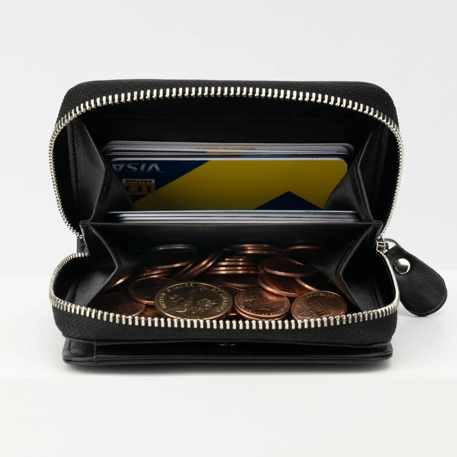Small Wallet for Women, Genuine Leather RFID Blocking Credit Card Holder Slim Compact Coin Purse Women's Wallets with ID Window 8 Card Slots