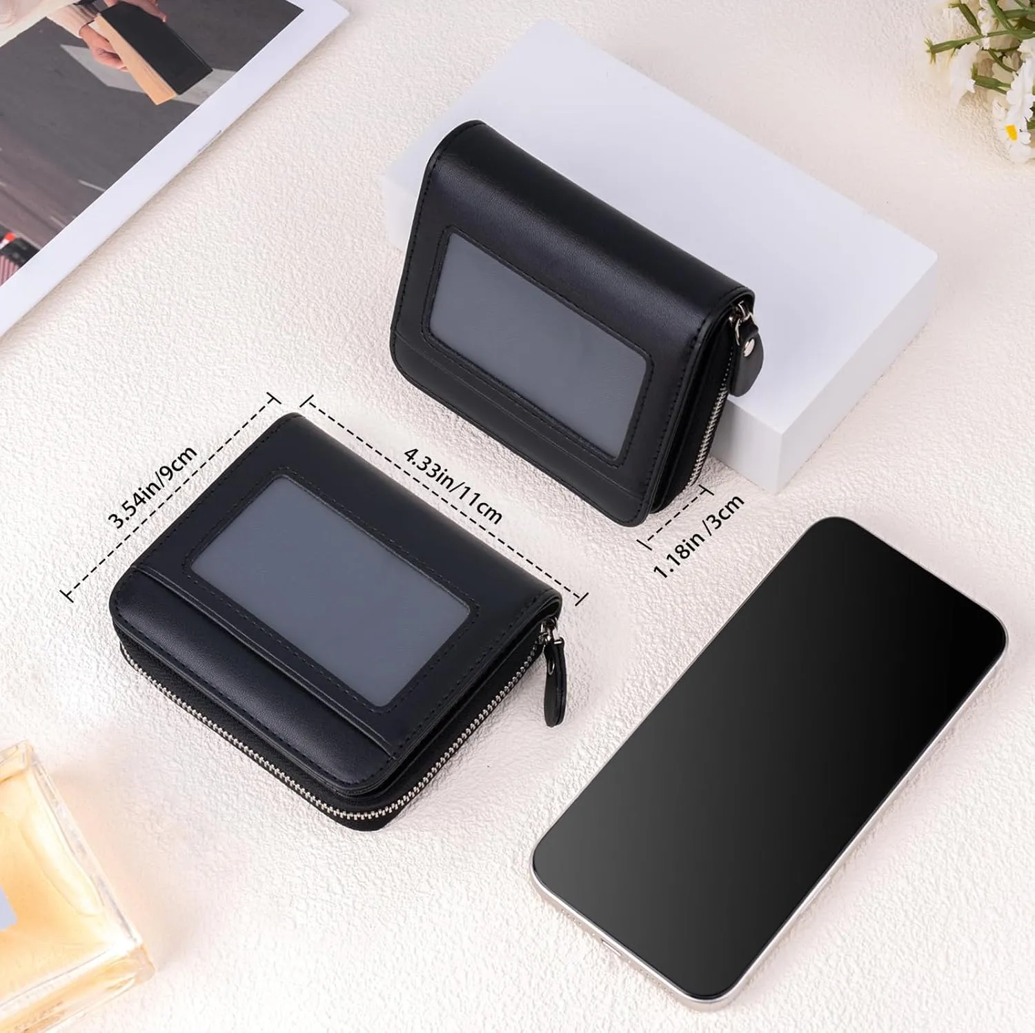Small Wallet for Women, Genuine Leather RFID Blocking Credit Card Holder Slim Compact Coin Purse Women's Wallets with ID Window 8 Card Slots