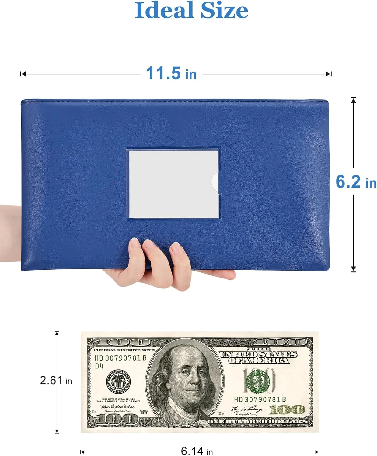 SMARTAKE 5-Pack Bank Deposit Money Bags with Zipper, PU Leather Bags Cash Wallet Pouches with Label, for Coins, Cosmetics, Invoice, Bills, Tools, 11.5 x 6.2 Inches, 5 Colors