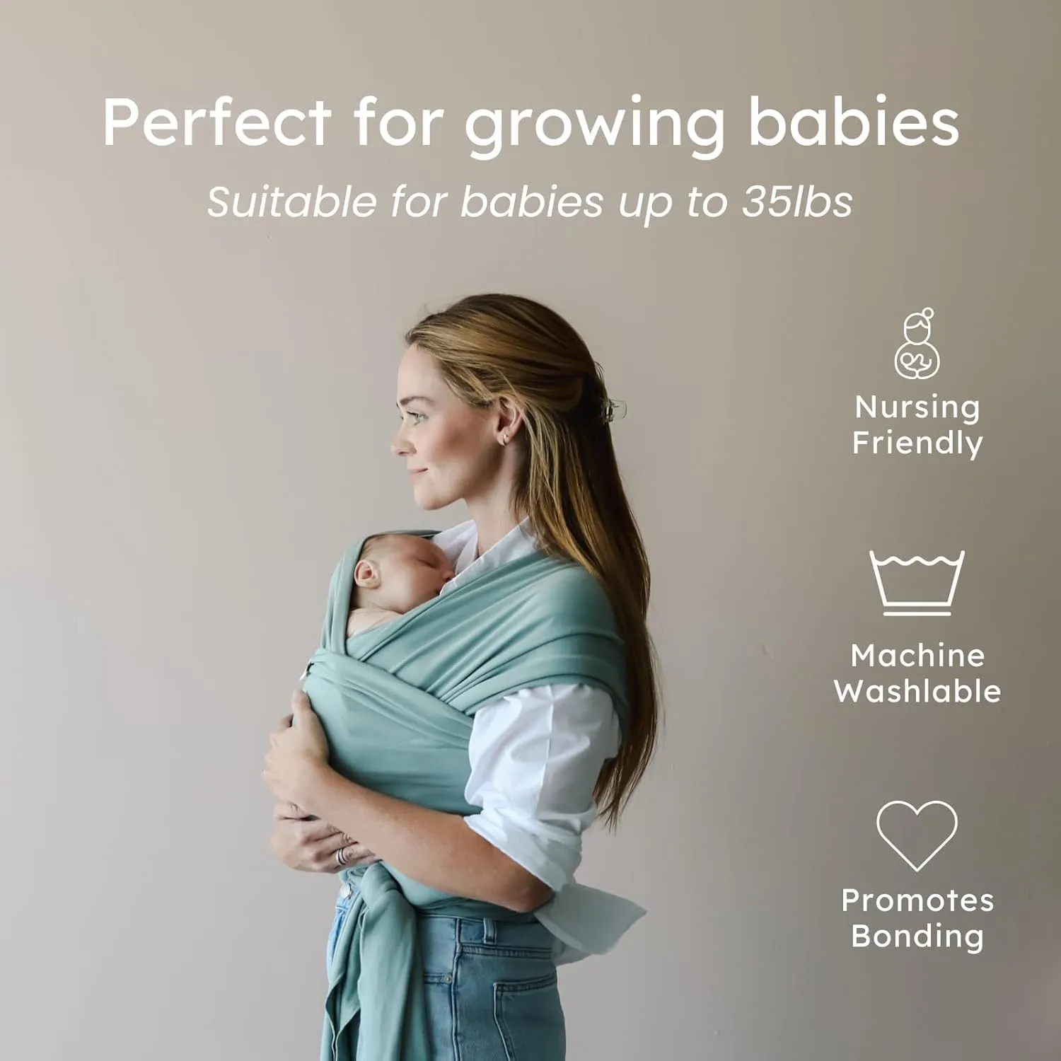 snuggle me™ Baby Wrap | Hands-Free Baby Wraps Carrier, Easy-Tie Baby Sling Carrier, Baby Carrier Wrap with Organic Cotton, Baby Wearing Wrap for Newborns from 0 to 18 Months (7-35 lbs) - Natural