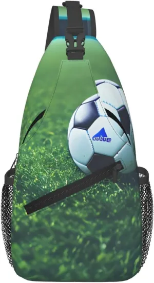 Soccer Ball On Grassy print Crossbody bag, stylish unisex outdoor bag, multi-functional fashion accessories