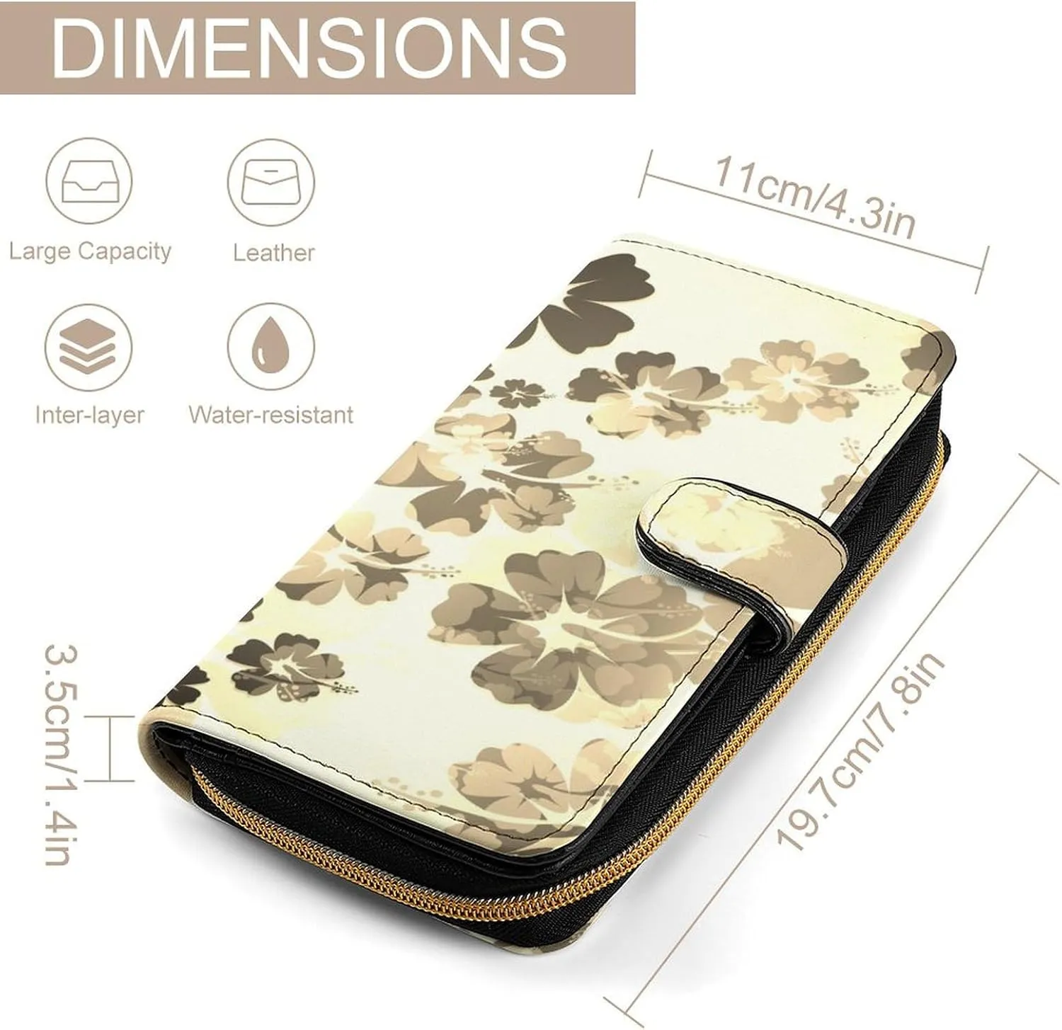 Soft Clutch PU Leather Wallet with 12 Card Slots, Zipper Card Case Holder Purse
