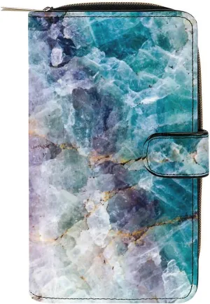 Soft Clutch PU Leather Wallet with 12 Card Slots, Zipper Card Case Holder Purse