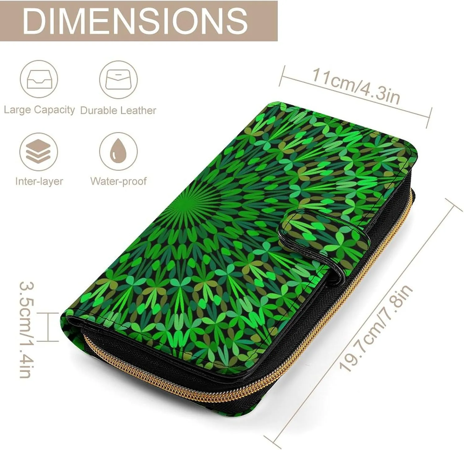 Soft Zipper Wallet with 12 Card Slots, Clutch PU Leather Card Case Holder Purse