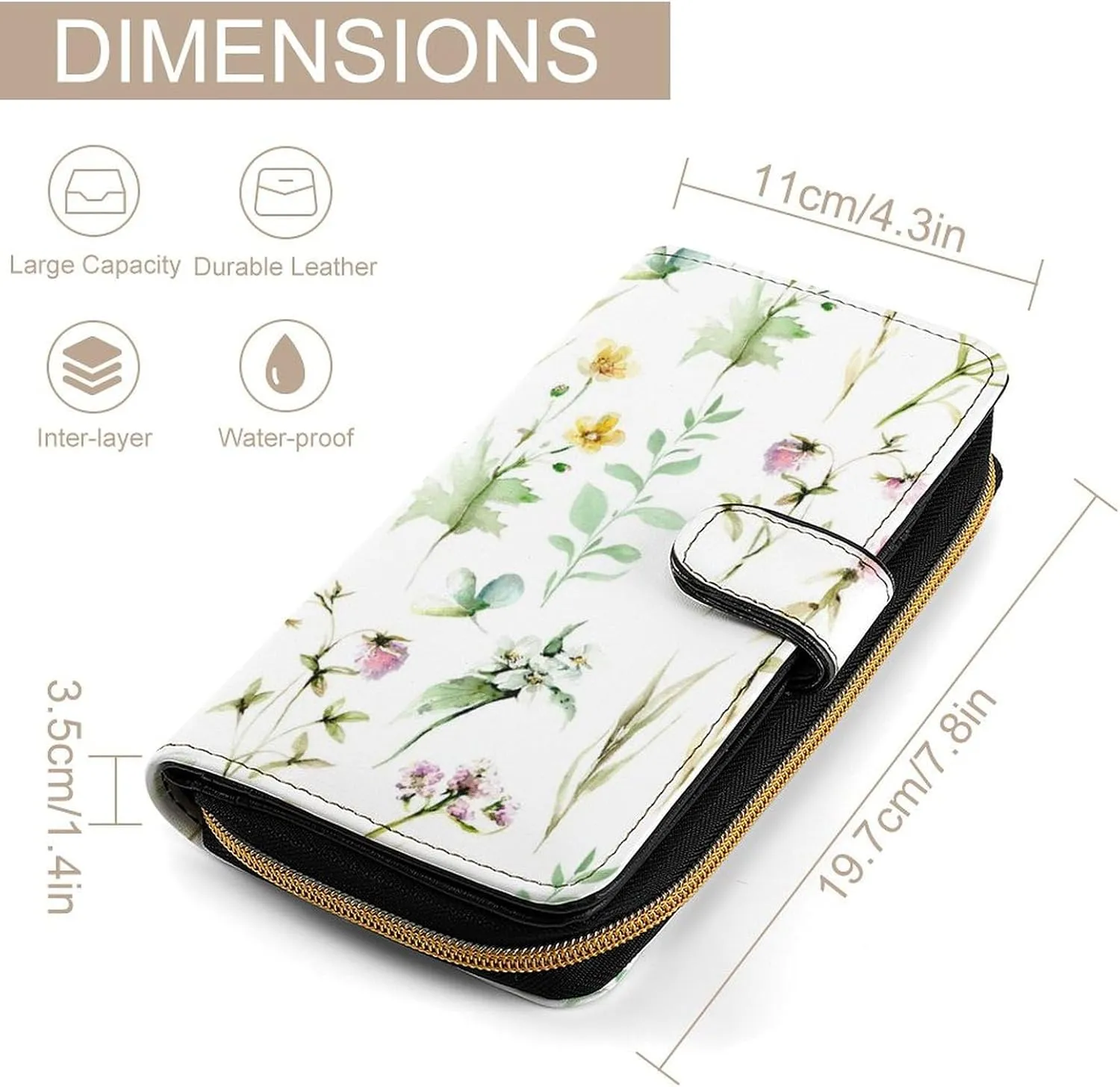 Soft Zipper Wallet with 12 Card Slots, Clutch PU Leather Card Case Holder Purse