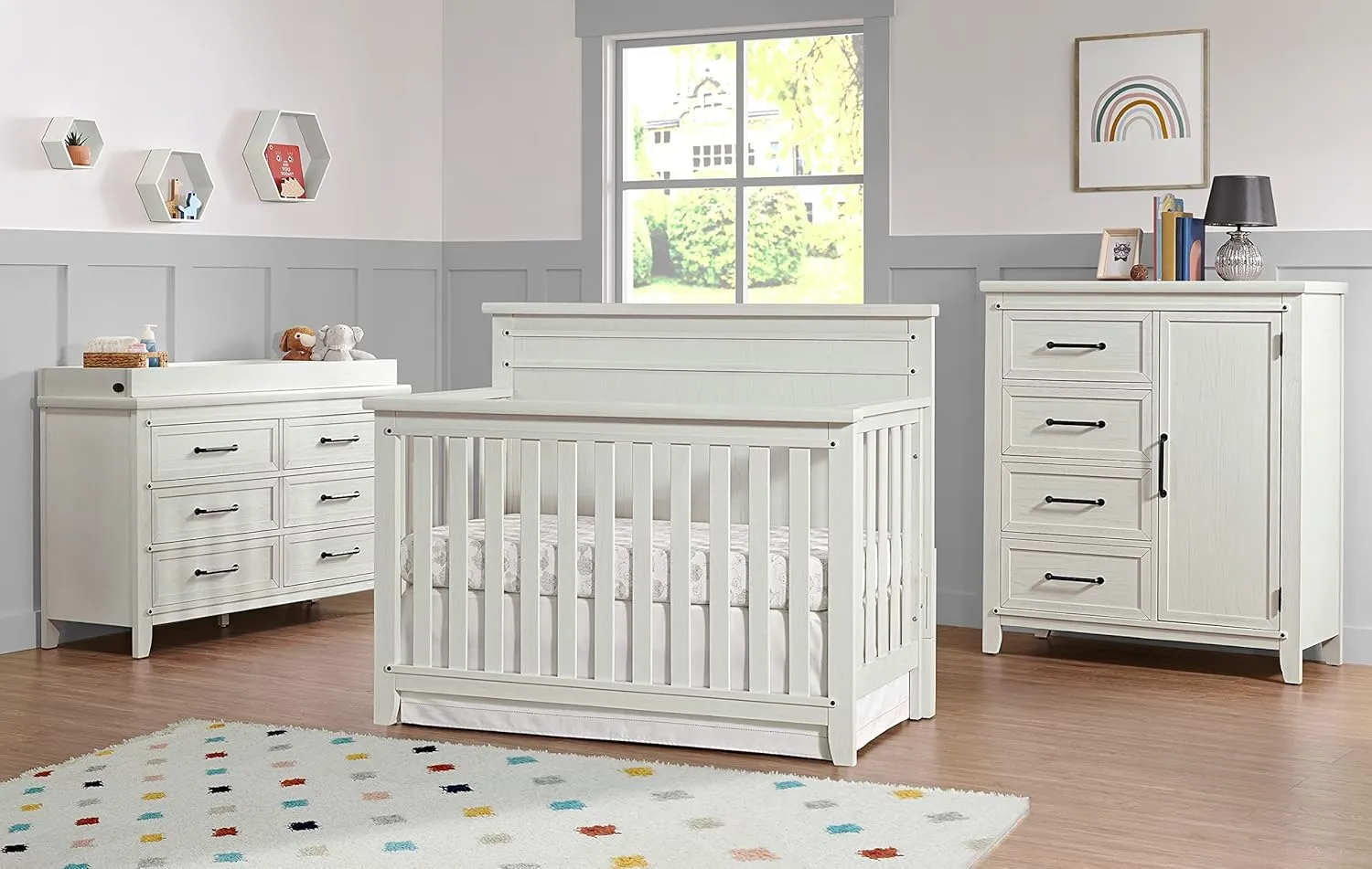 Soho Baby Ellison Premium 4-Drawer Chifferobe with Adjustable Shelves, Rustic White