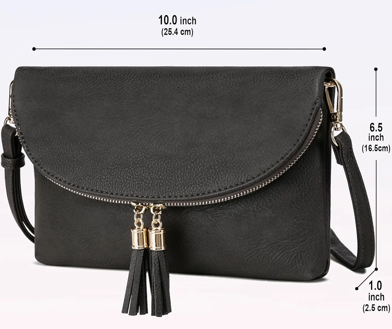Solene Womens Envelop Clutch Purse Multi Compartments, 6 Card Slot Inside, Crossbody Bag With Tassels