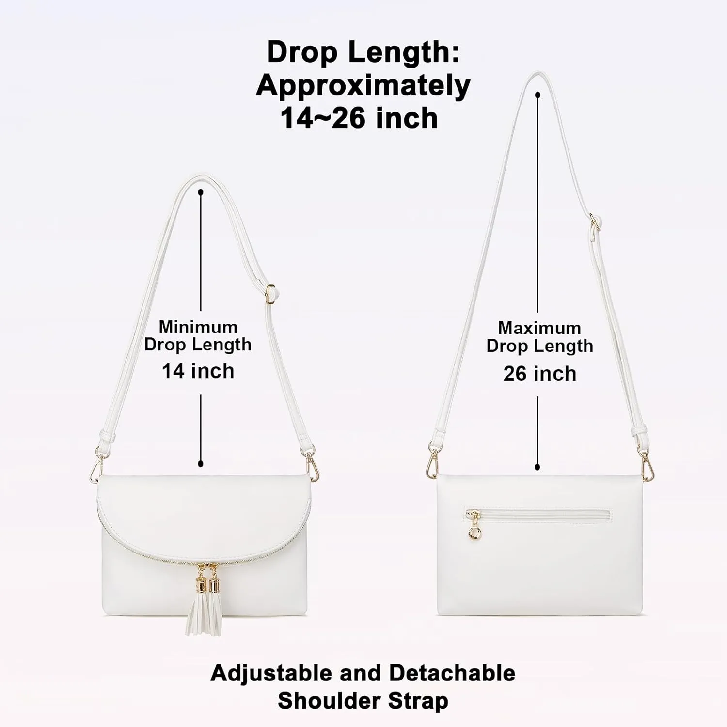 Solene Womens Envelop Clutch Purse Multi Compartments, 6 Card Slot Inside, Crossbody Bag With Tassels